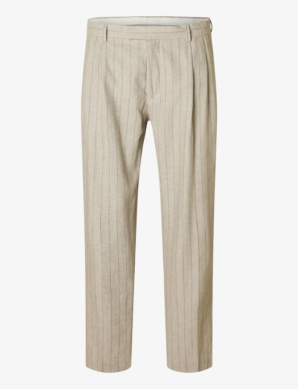 Selected - SLHRELAXED-MALIK SUN PINSTRIPED TRS - leinenanzughosen - oatmeal - 1