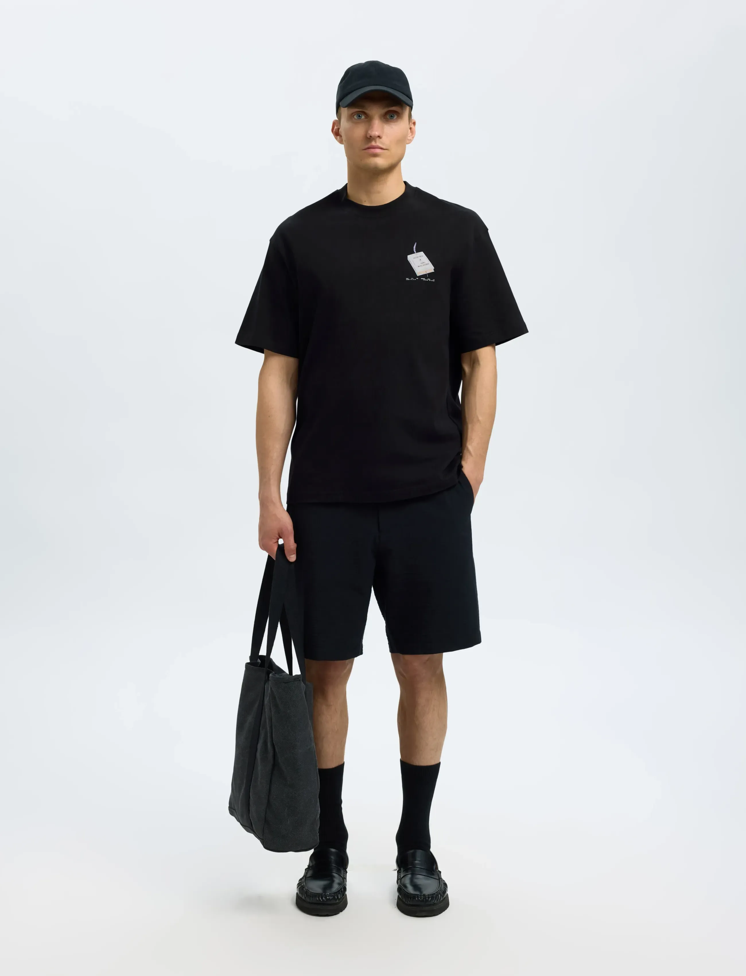 Selected - SLHRELAXKAI PRINT SS O-NECK TEE - black - 4