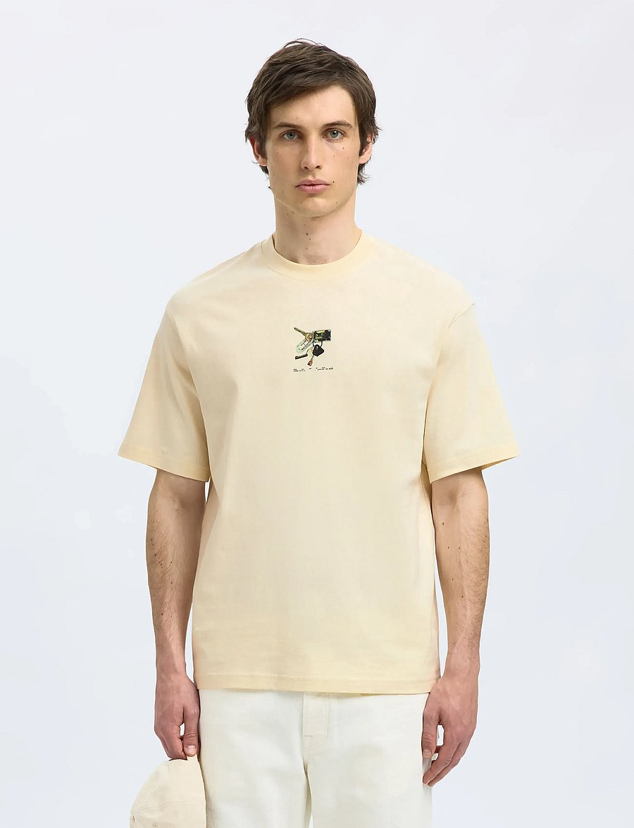 Selected - SLHRELAXKAI PRINT SS O-NECK TEE - egret - 0