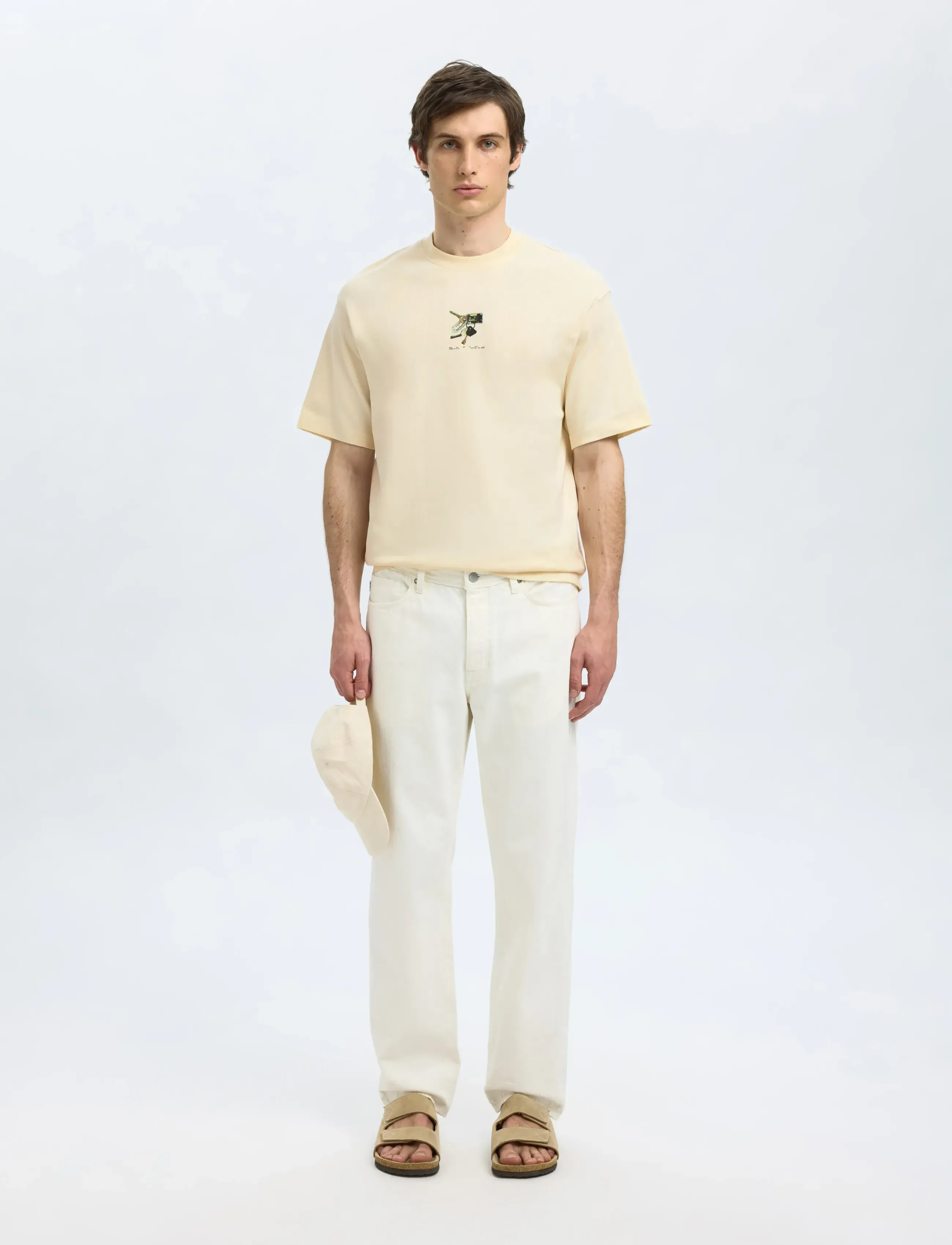 Selected - SLHRELAXKAI PRINT SS O-NECK TEE - egret - 4