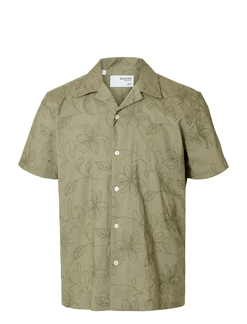 Selected - SLHREGHYDE AOE SS SHIRT - kurzarmhemden - vetiver - 1