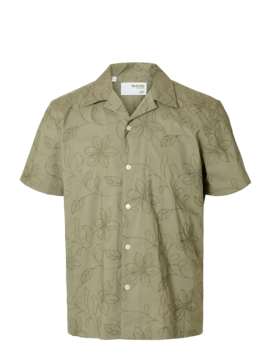 Selected - SLHREGHYDE AOE SS SHIRT - kortærmede skjorter - vetiver - 1