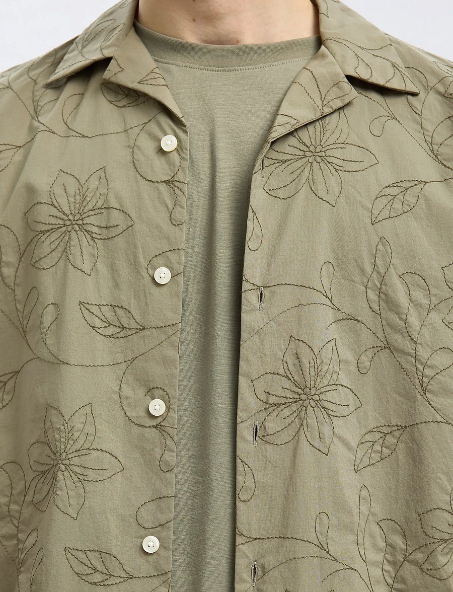 Selected - SLHREGHYDE AOE SS SHIRT - kortærmede skjorter - vetiver - 5