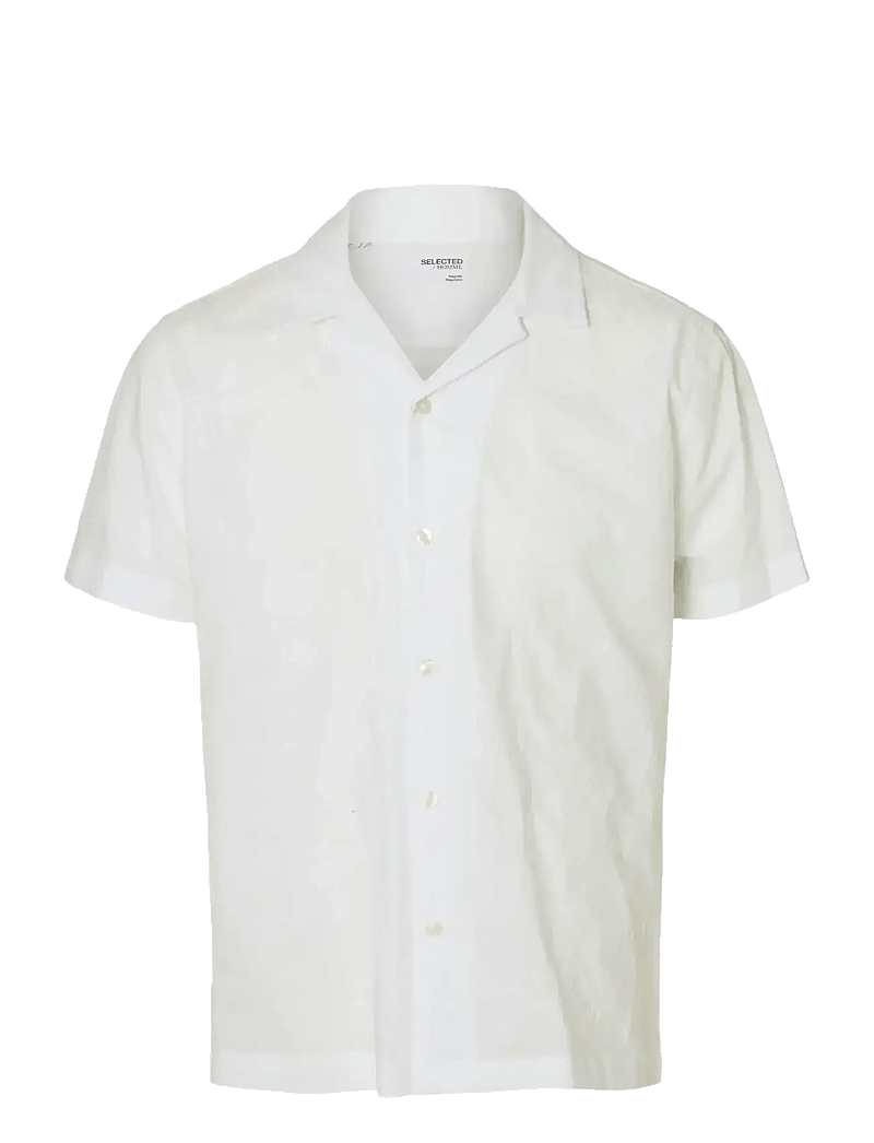 Selected - SLHREGHYDE AOE SS SHIRT - kurzarmhemden - white - 1