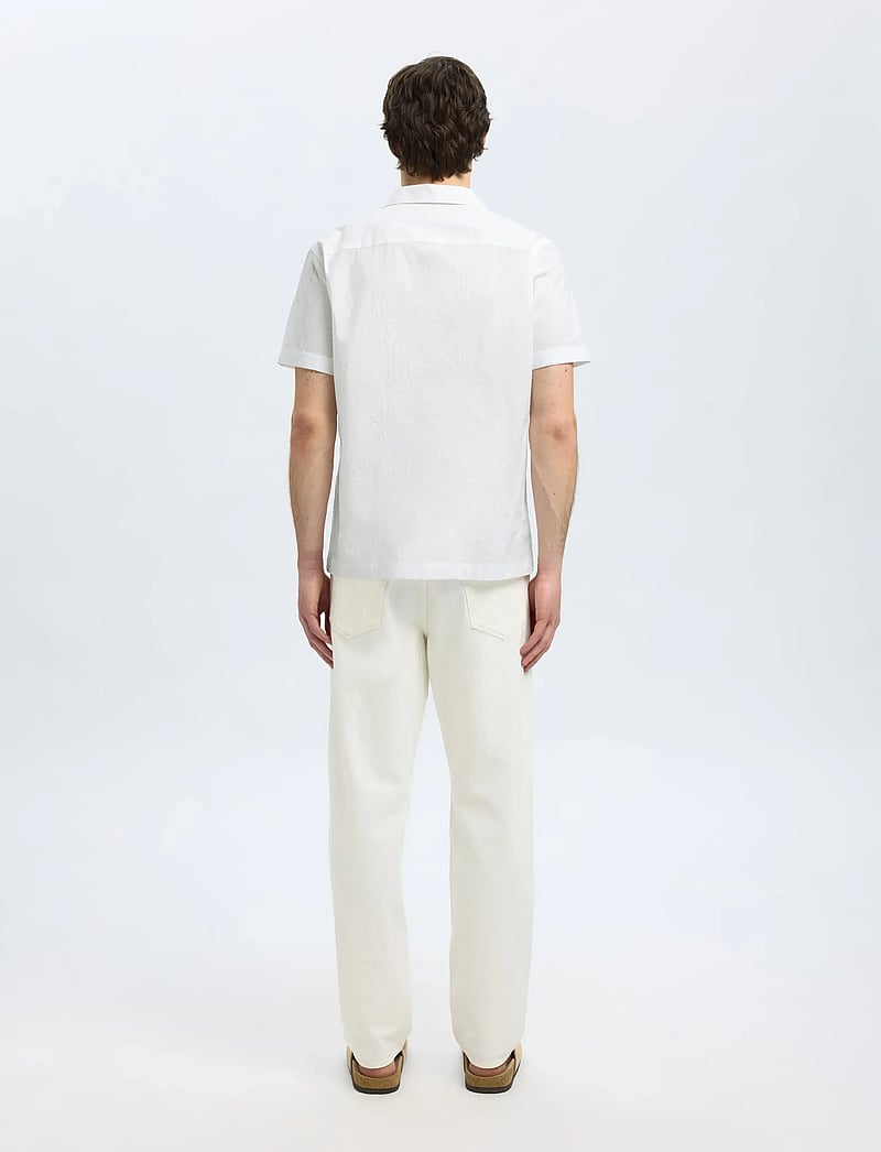 Selected - SLHREGHYDE AOE SS SHIRT - kurzarmhemden - white - 2