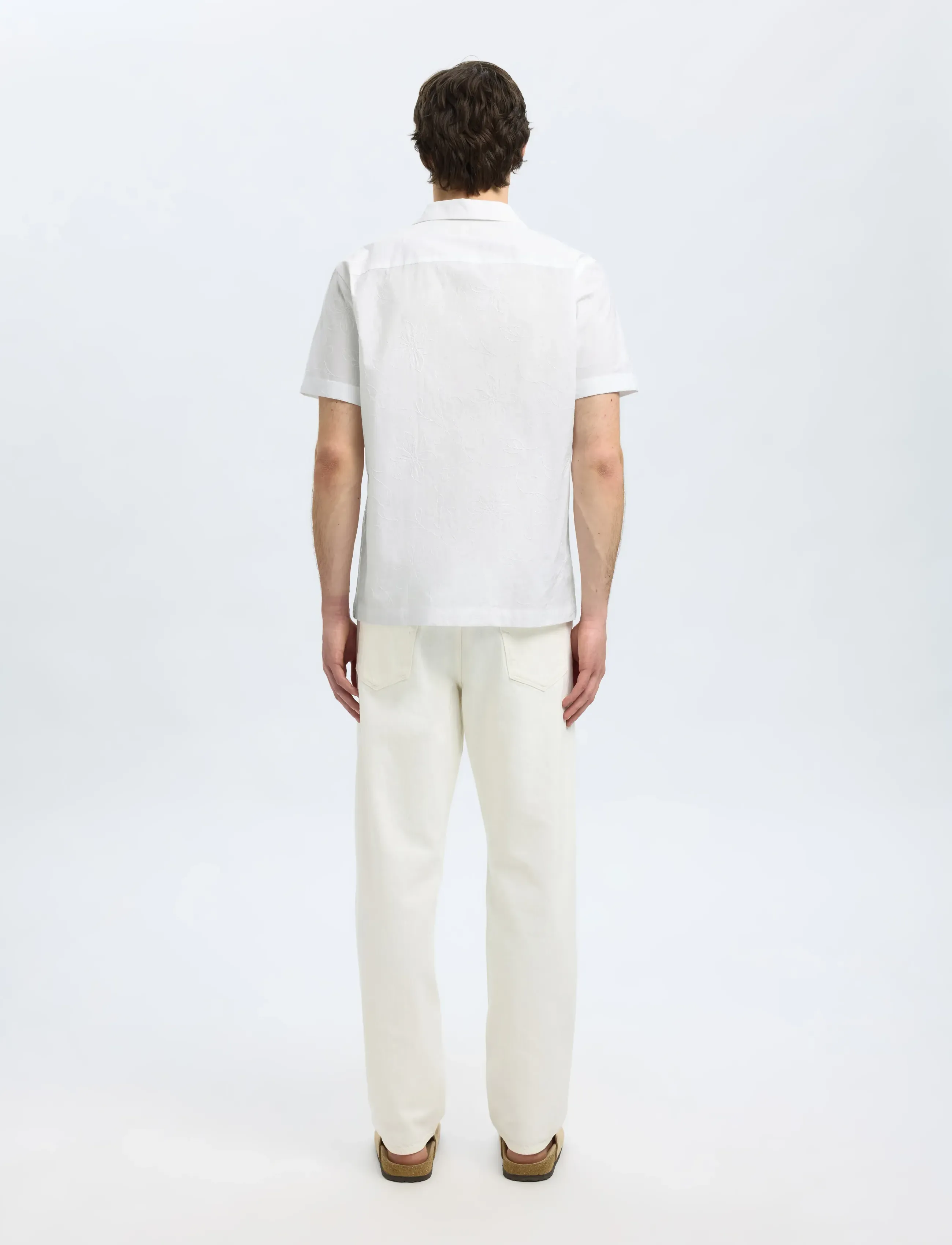 Selected - SLHREGHYDE AOE SS SHIRT - short-sleeved shirts - white - 2