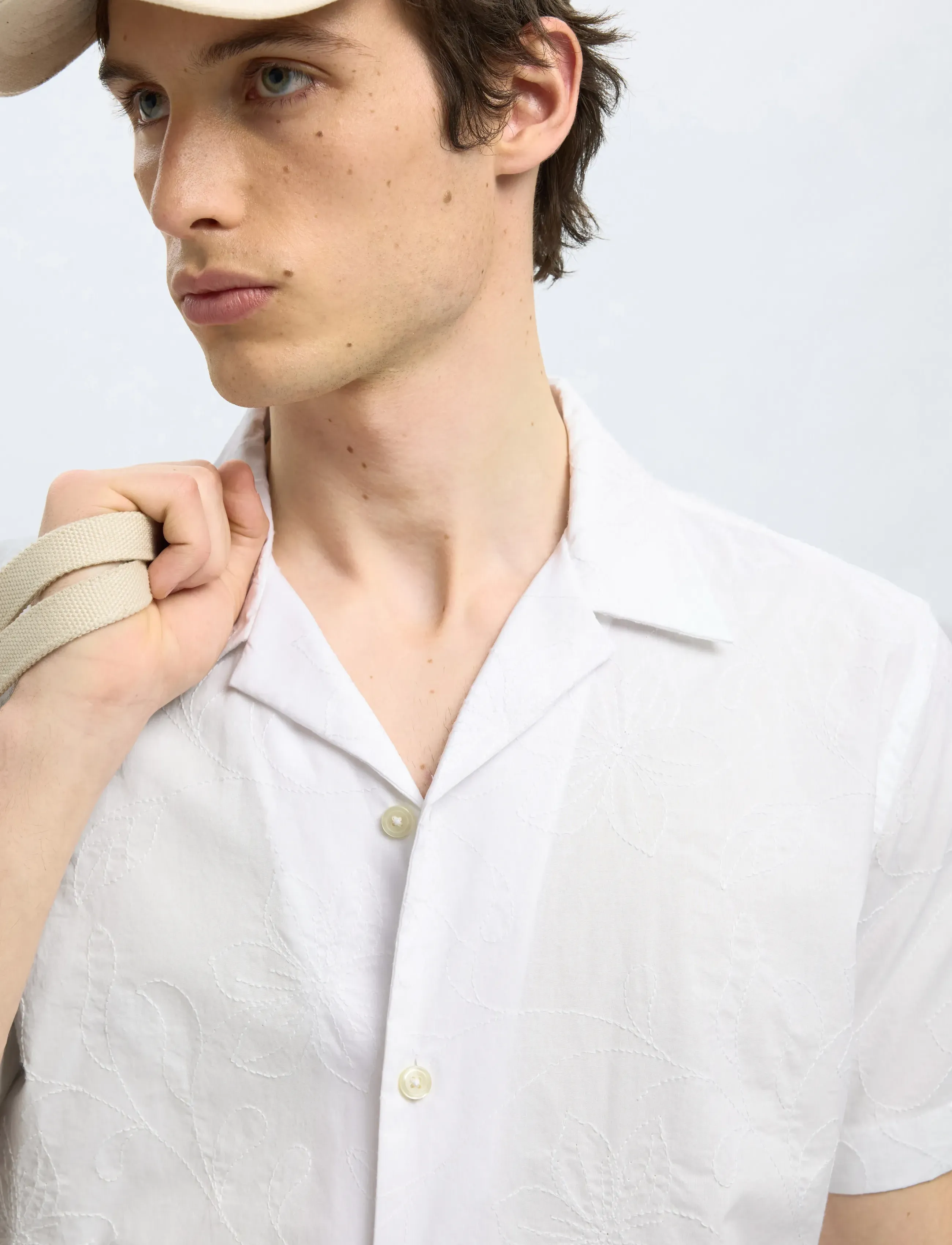 Selected - SLHREGHYDE AOE SS SHIRT - short-sleeved shirts - white - 3