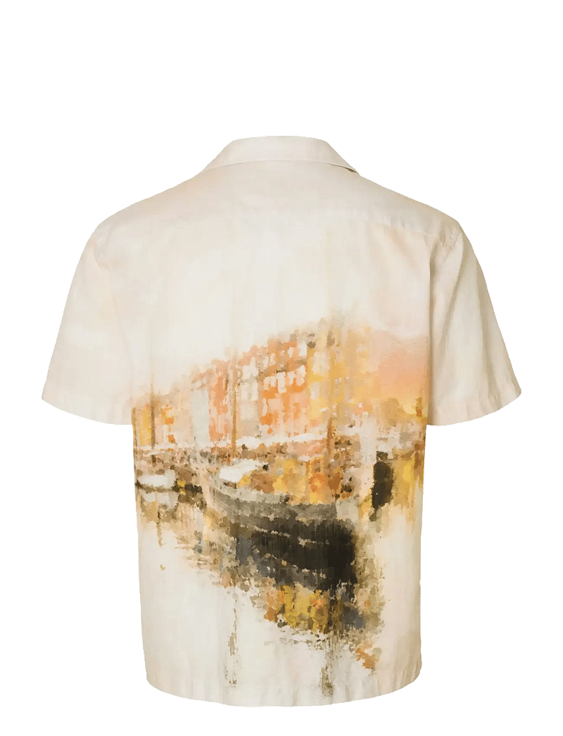 Selected - SLHRLXCARL AOP SS SHIRT - lühikeste varrukatega särgid - apricot - 2