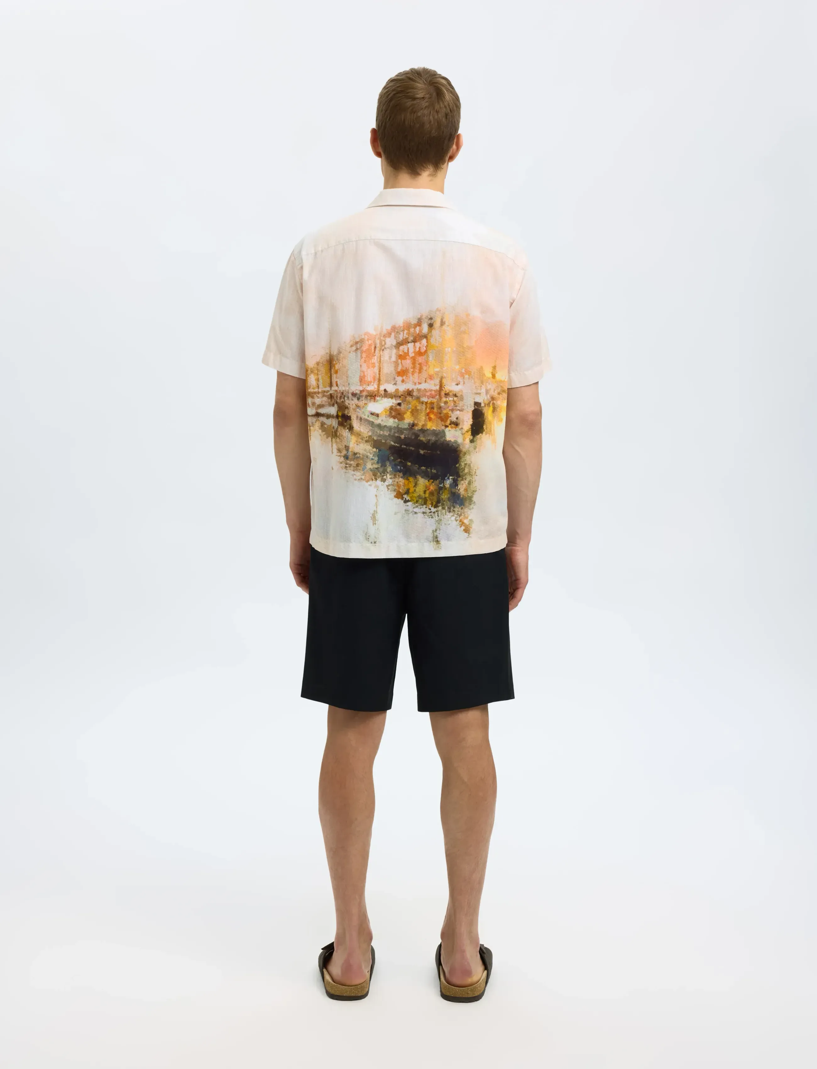 Selected - SLHRLXCARL AOP SS SHIRT - short-sleeved shirts - apricot - 3