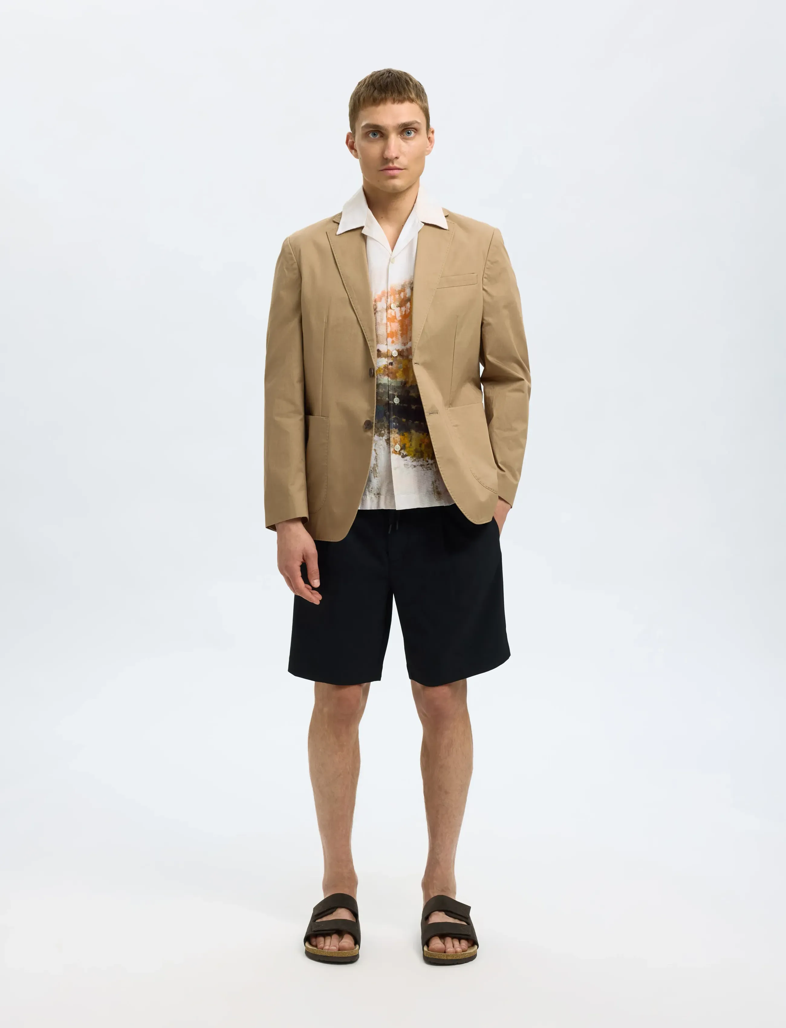 Selected - SLHRLXCARL AOP SS SHIRT - short-sleeved shirts - apricot - 4