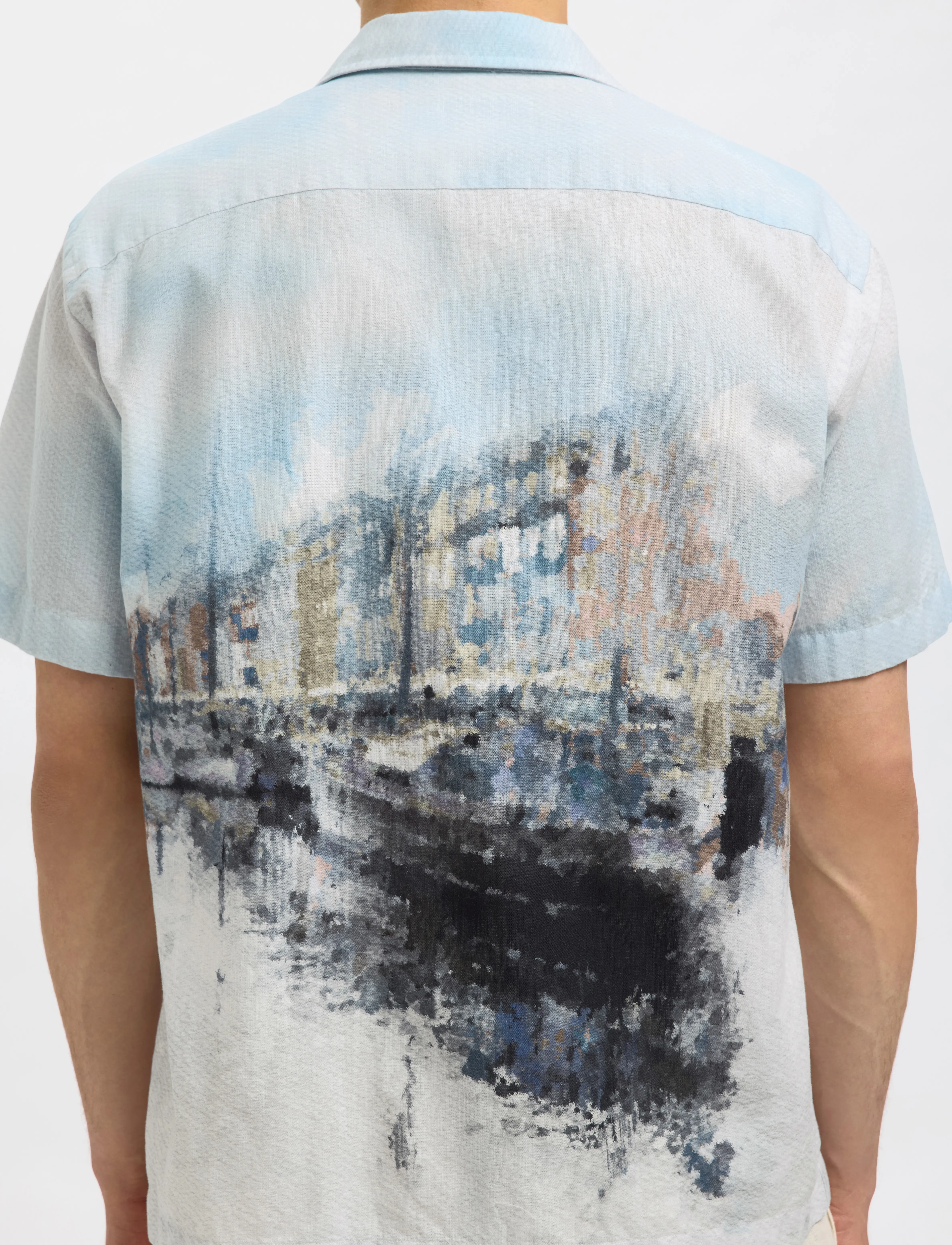Selected - SLHRLXCARL AOP SS SHIRT - kurzarmhemden - cashmere blue - 5