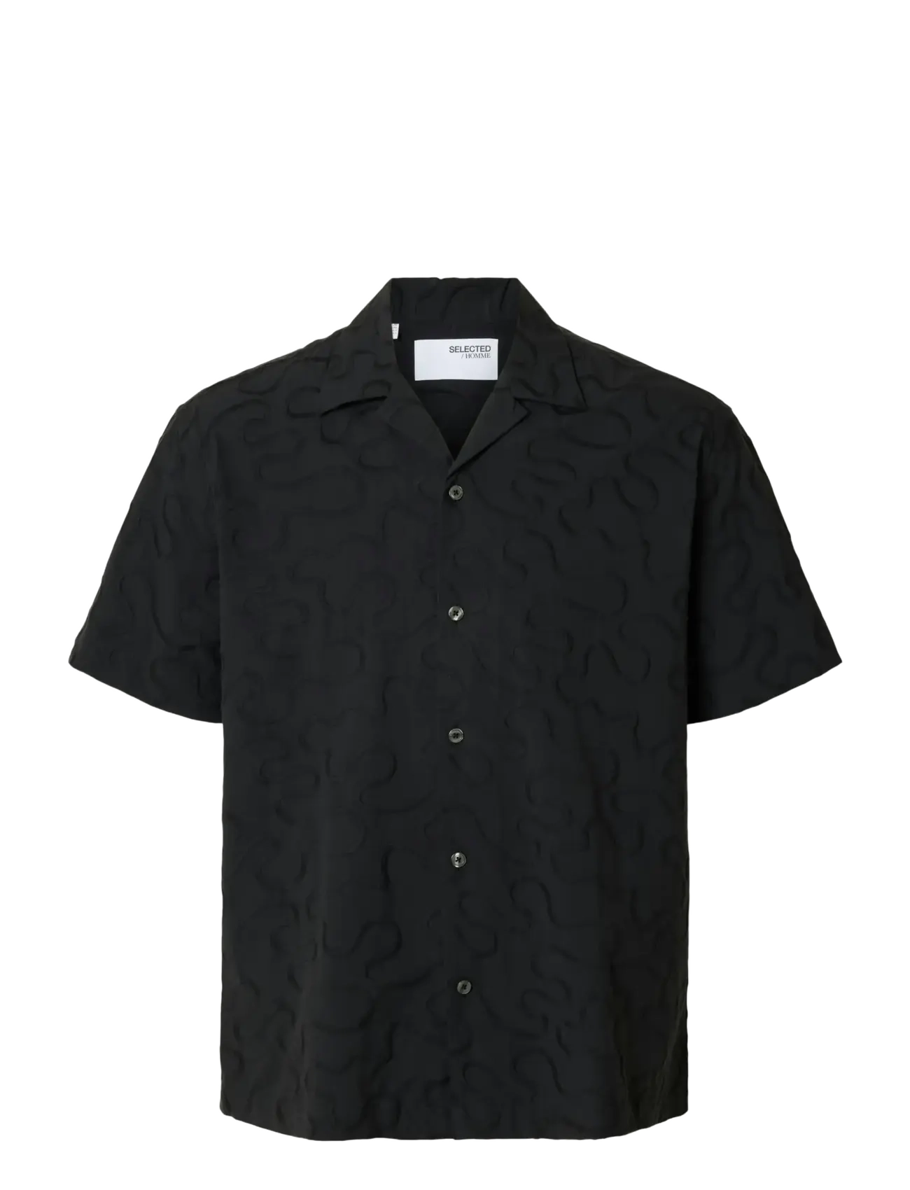 SELECTED Slhrlxeli Emb Ss Shirt Schwarz - L - Herren