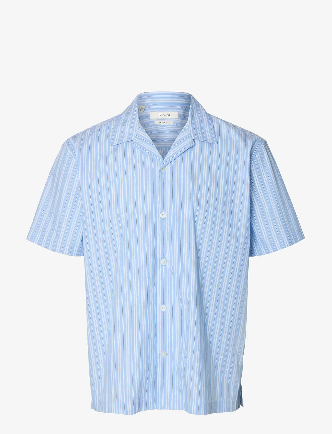 Selected - SLHRLXHOLGER MIX SS SHIRT - gestreifte hemden - cashmere blue - 1