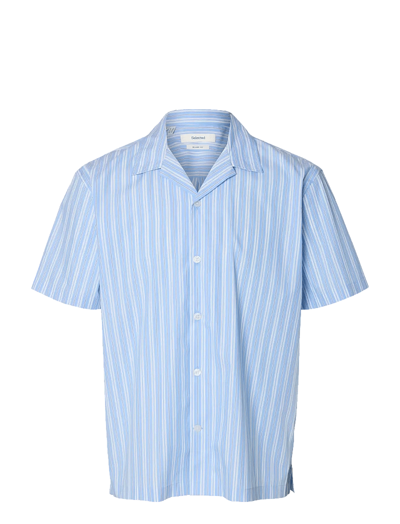 Selected - SLHRLXHOLGER MIX SS SHIRT - gestreifte hemden - cashmere blue - 1