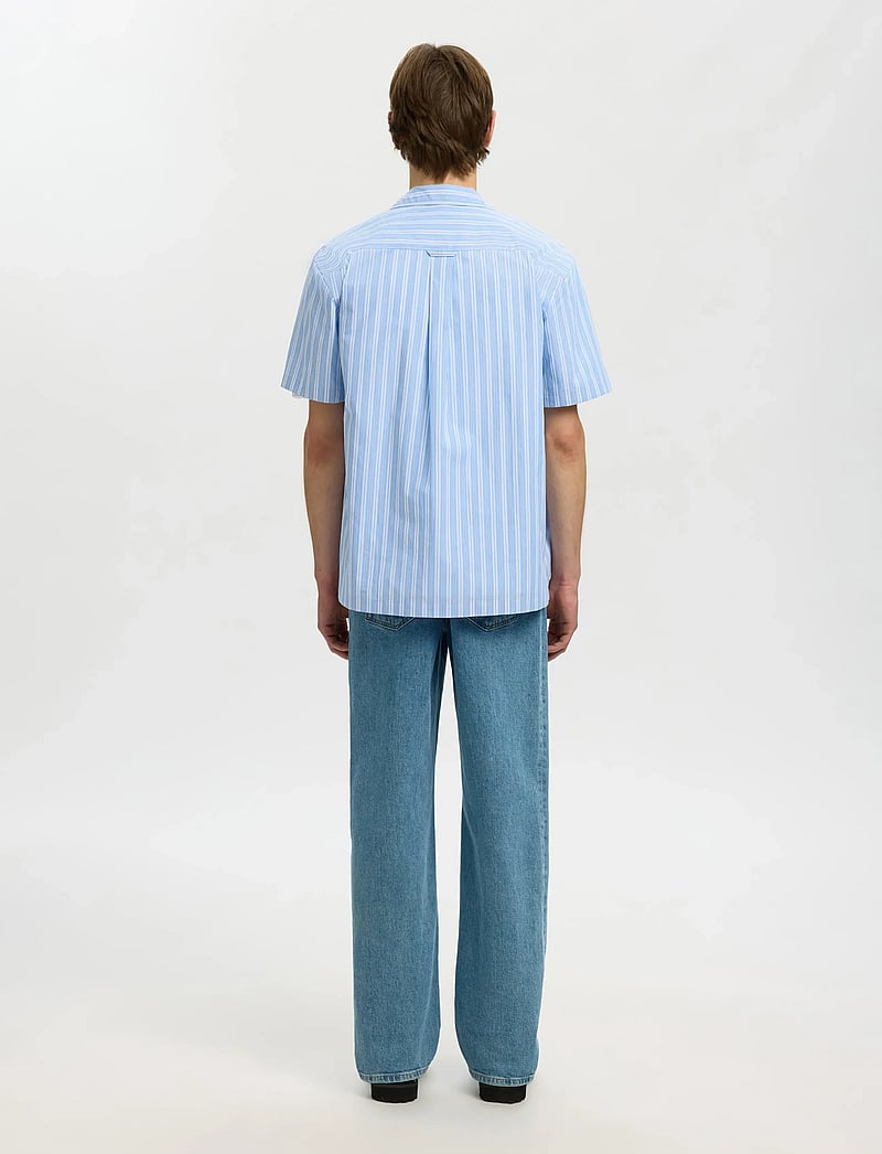 Selected - SLHRLXHOLGER MIX SS SHIRT - gestreifte hemden - cashmere blue - 2