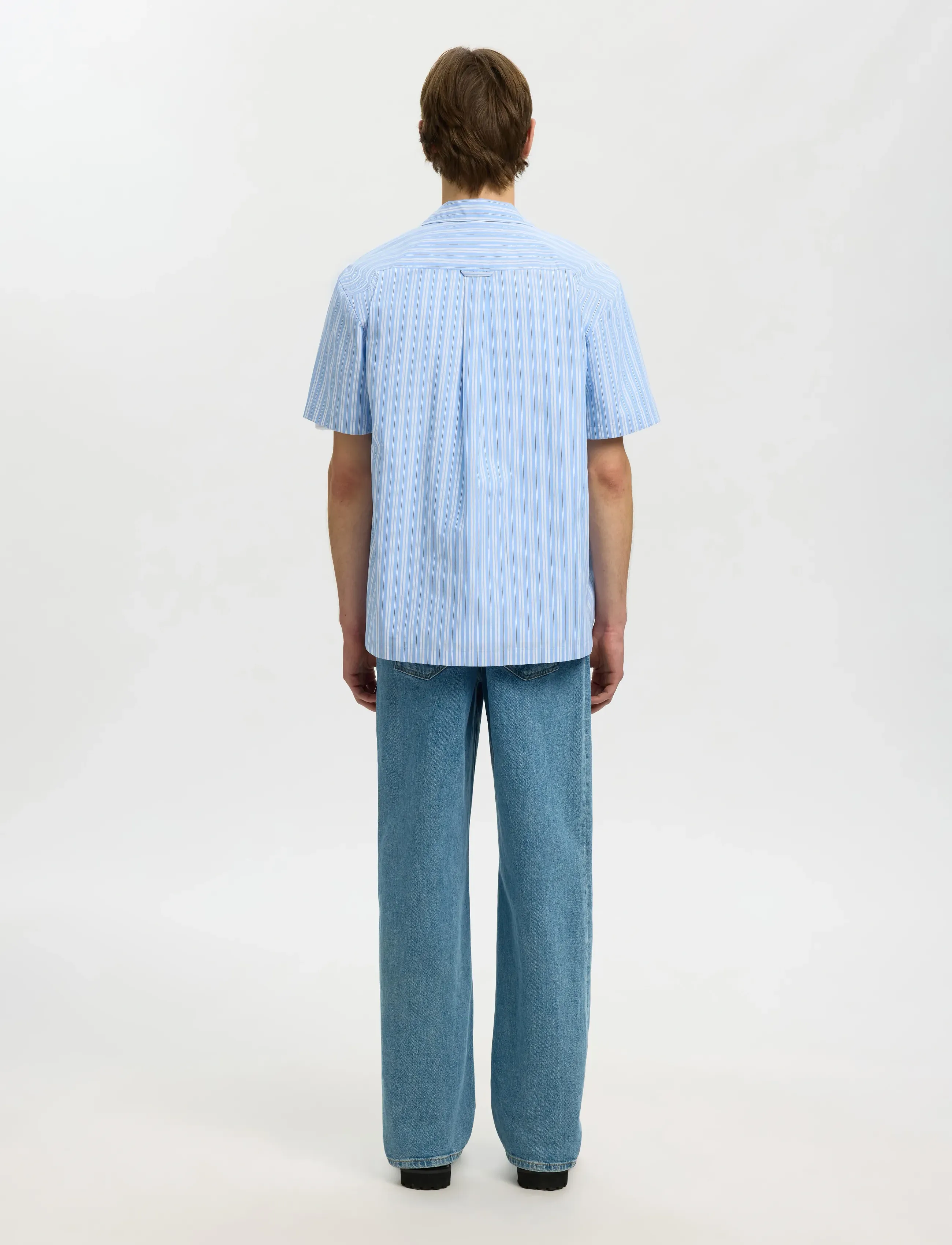 Selected - SLHRLXHOLGER MIX SS SHIRT - raidalliset kauluspaidat - cashmere blue - 2