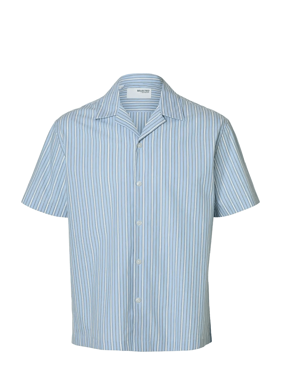 Selected - SLHRLXHOLGER MIX SS SHIRT - stribede skjorter - light blue - 1