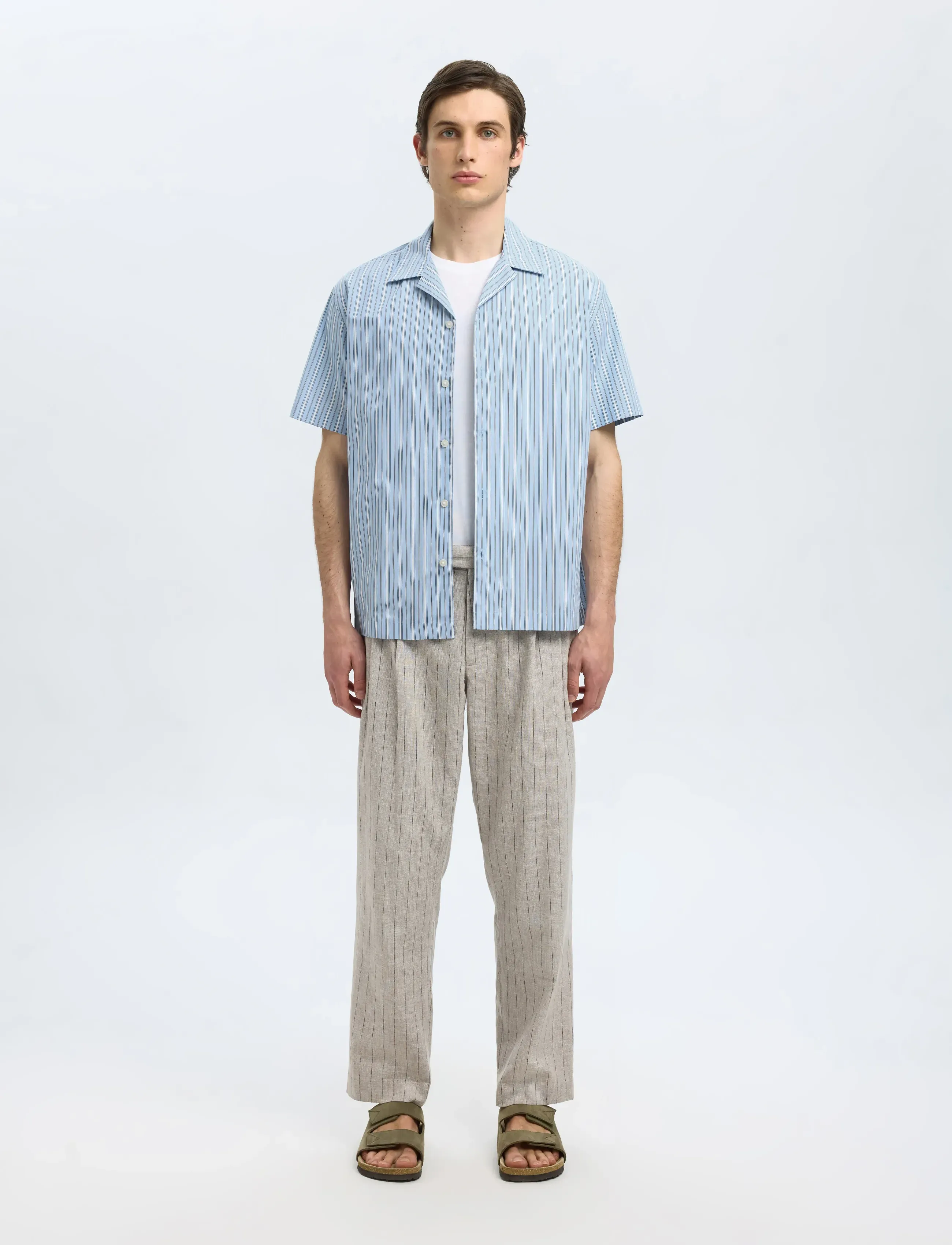 Selected - SLHRLXHOLGER MIX SS SHIRT - stribede skjorter - light blue - 3