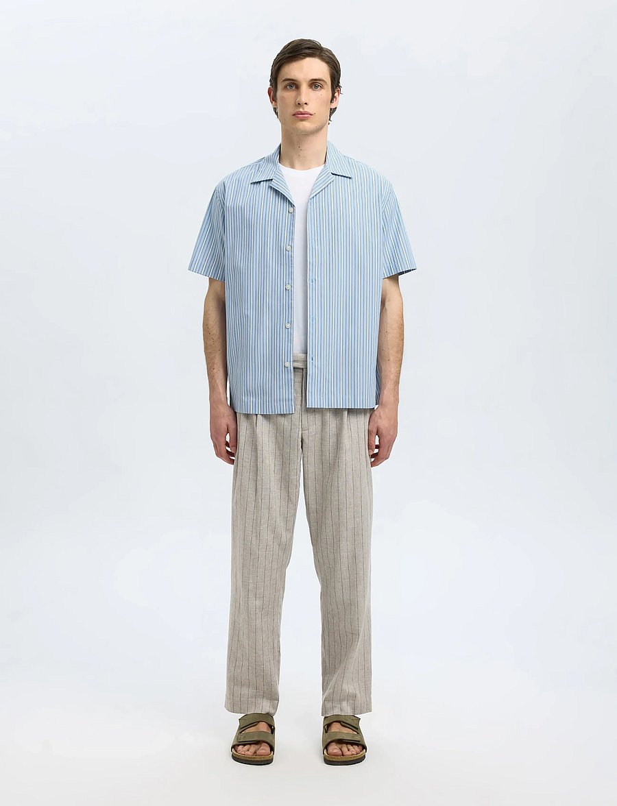 Selected - SLHRLXHOLGER MIX SS SHIRT - stribede skjorter - light blue - 3