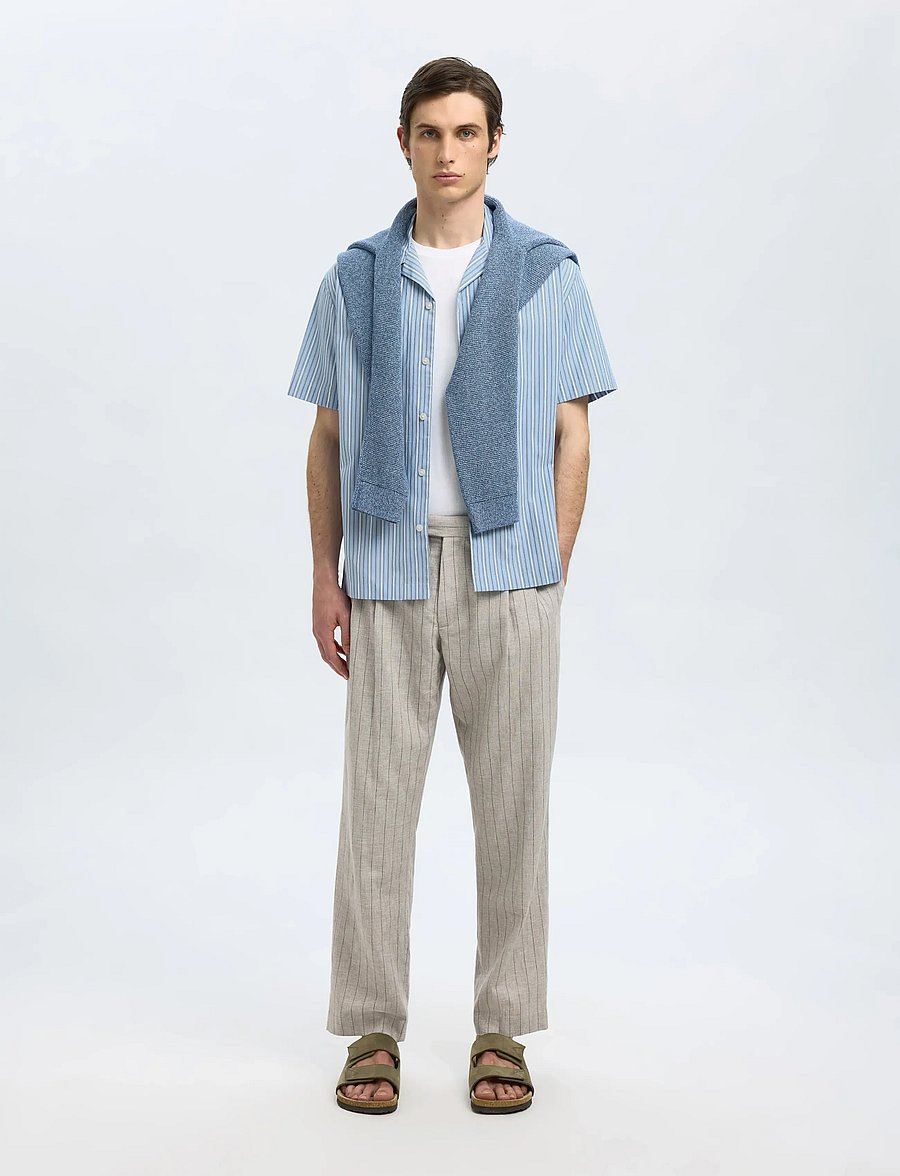 Selected - SLHRLXHOLGER MIX SS SHIRT - stribede skjorter - light blue - 4