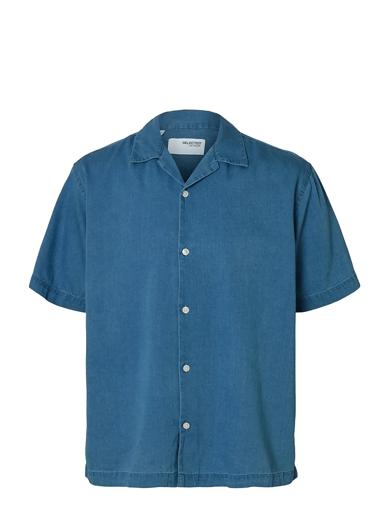 Selected - SLHRLXRICK DENIM SS SHIRT - kortærmede skjorter - medium blue denim - 1