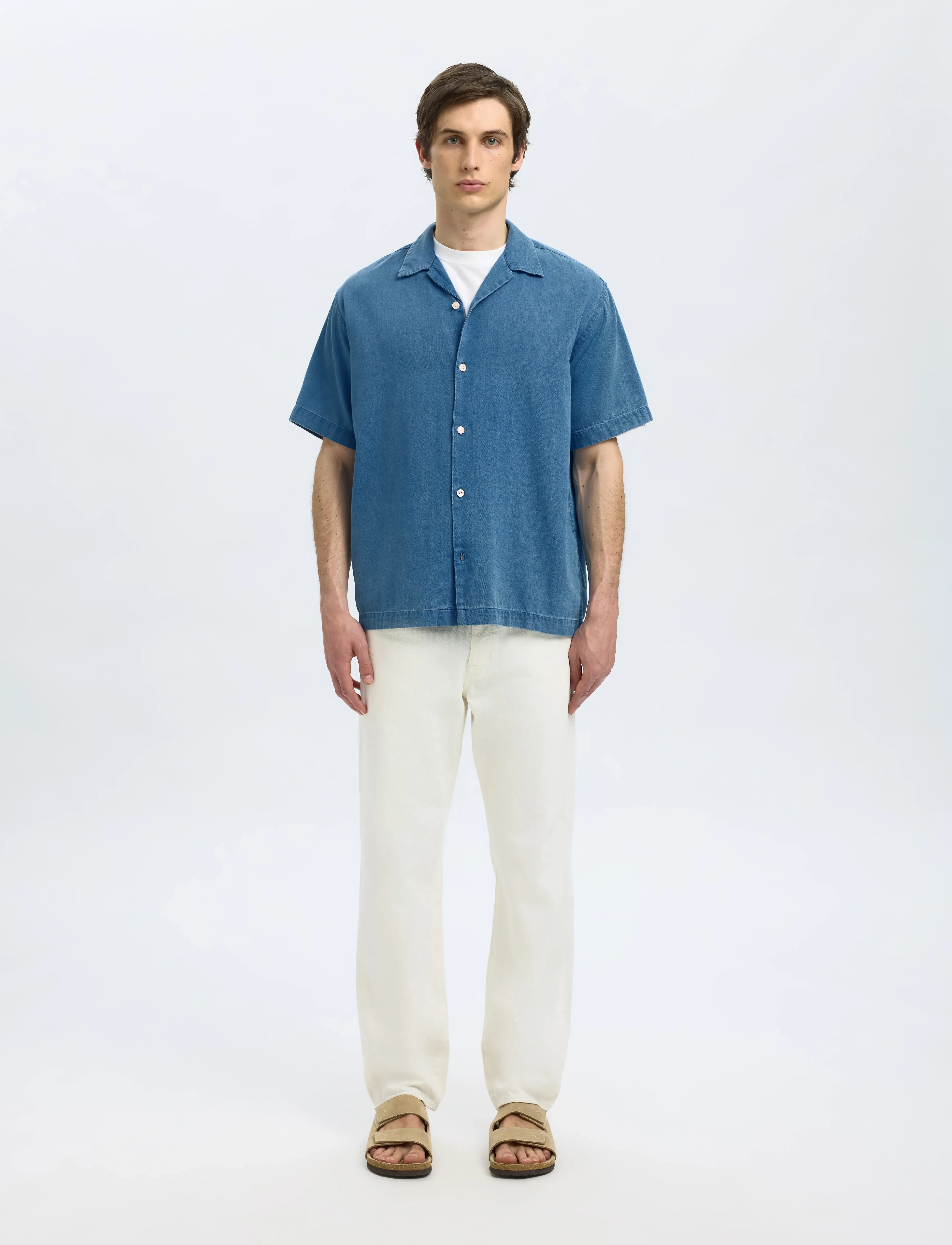 Selected - SLHRLXRICK DENIM SS SHIRT - medium blue denim - 3
