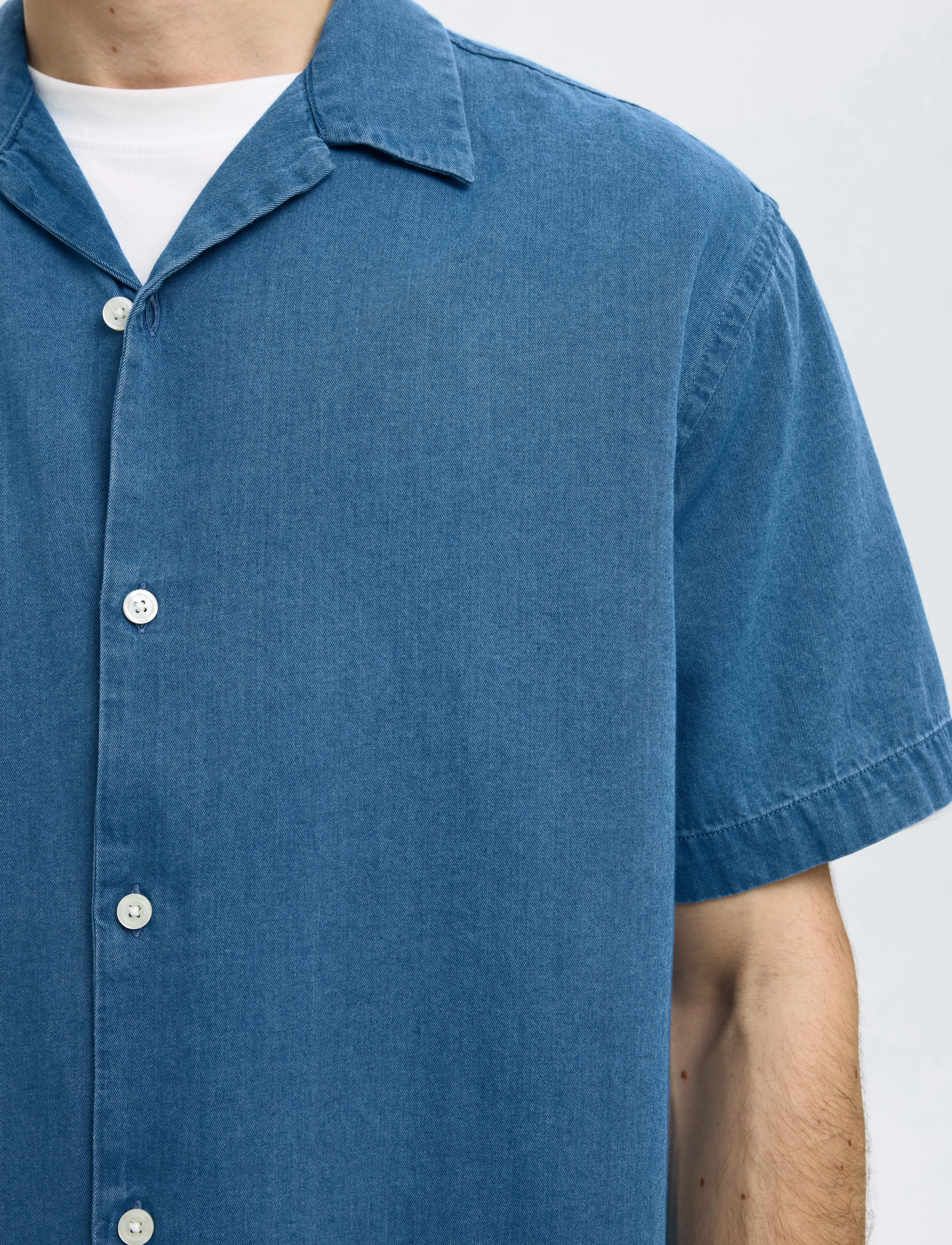 Selected - SLHRLXRICK DENIM SS SHIRT - medium blue denim - 4