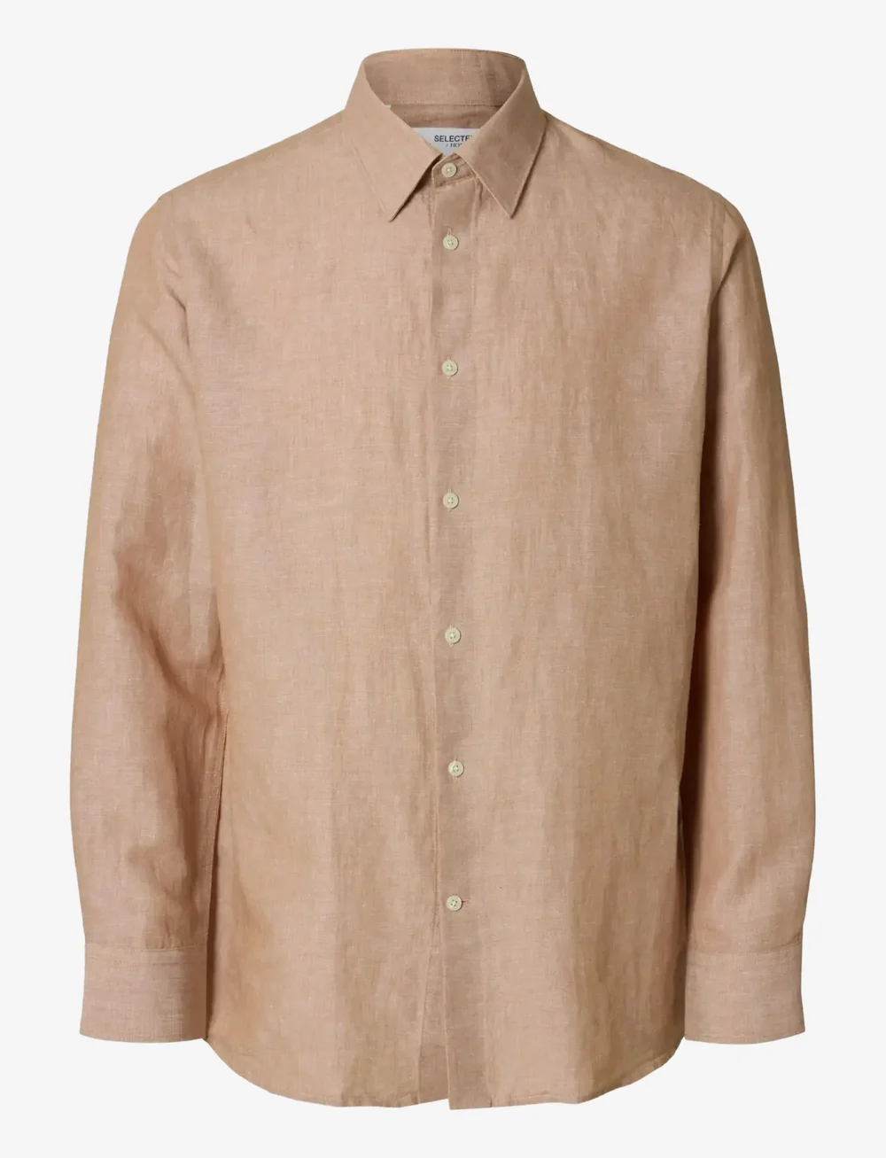Selected - SLHREGLEO MELANGE LS SHIRT CLASSIC - linnen overhemden - light brown melange - 1