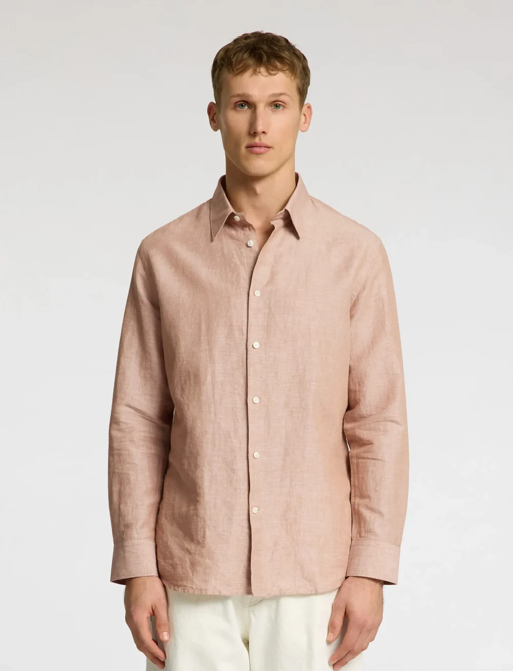 Selected - SLHREGLEO MELANGE LS SHIRT CLASSIC - linnen overhemden - light brown melange - 0