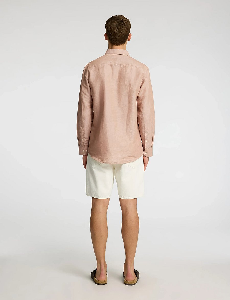 Selected - SLHREGLEO MELANGE LS SHIRT CLASSIC - leinenhemden - light brown melange - 2