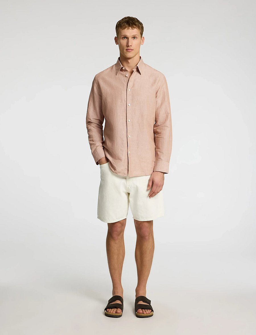 Selected - SLHREGLEO MELANGE LS SHIRT CLASSIC - leinenhemden - light brown melange - 3