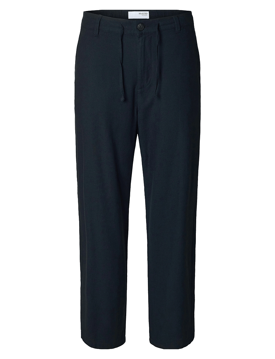 Selected - SLM220-LOOSE BRODY LINEN BLD PANT NOOS - linnen broeken - black - 1