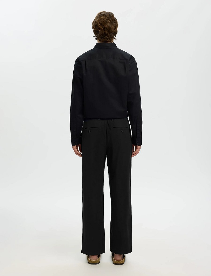 Selected - SLM220-LOOSE BRODY LINEN BLD PANT NOOS - linnen broeken - black - 2