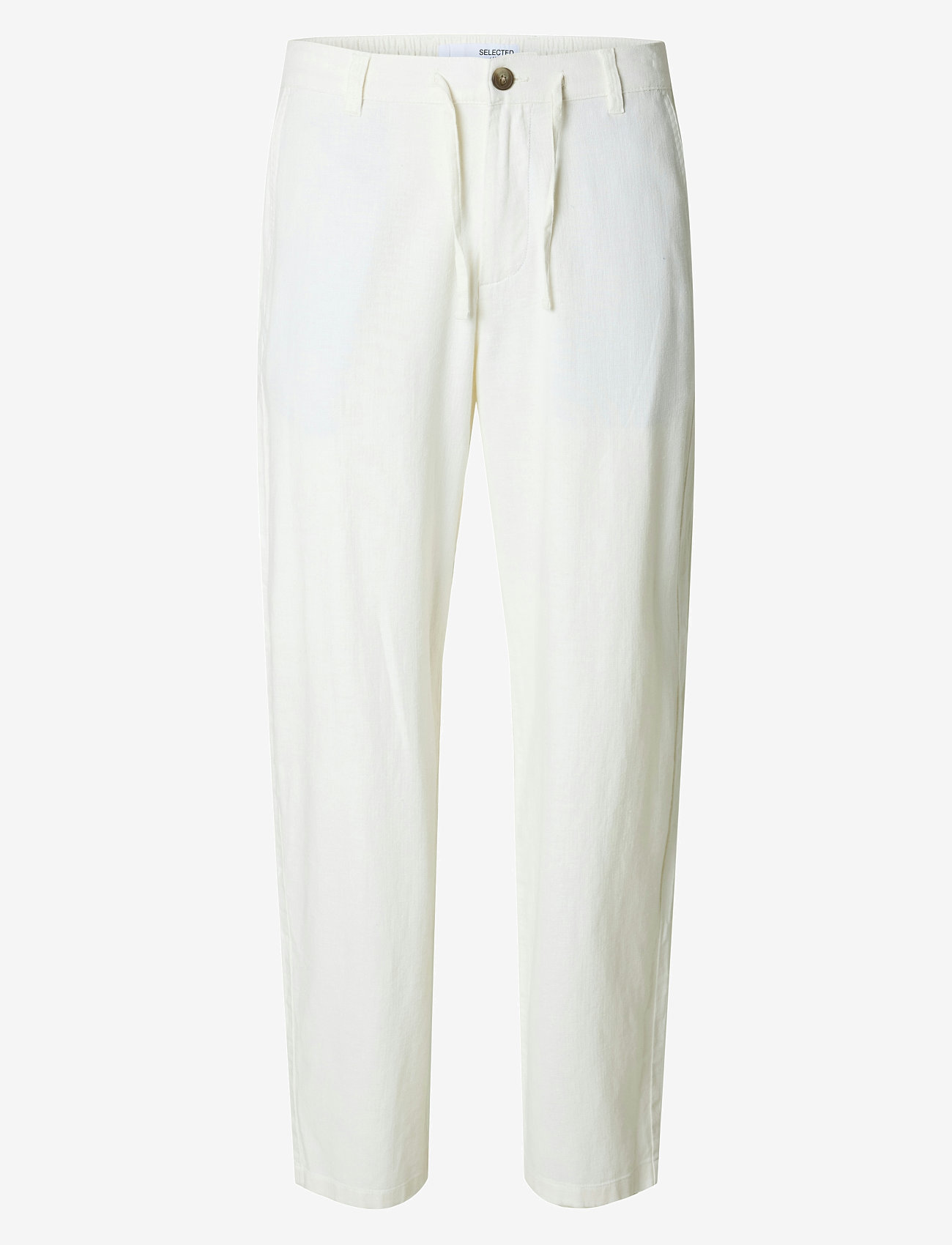 Selected - SLH220-LOOSE BRODY LINEN BLD PANT NOOS - hørbukser - cloud dancer - 1