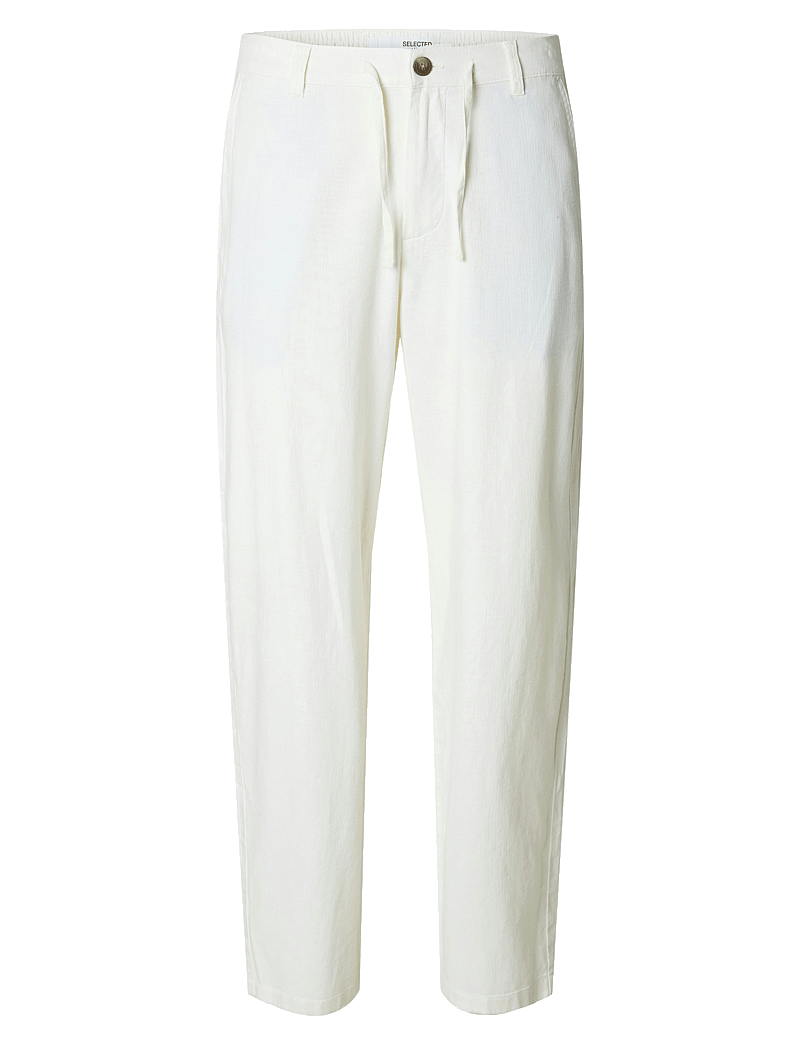 Selected - SLH220-LOOSE BRODY LINEN BLD PANT NOOS - hørbukser - cloud dancer - 1