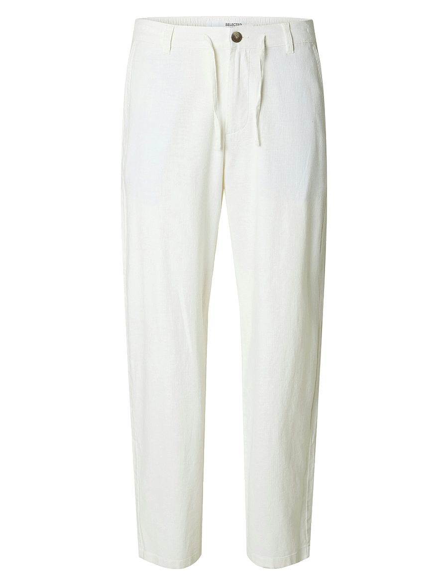 Selected - SLM220-LOOSE BRODY LINEN BLD PANT NOOS - leinenhosen - cloud dancer - 1