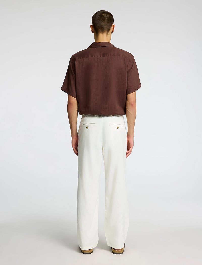 Selected - SLH220-LOOSE BRODY LINEN BLD PANT NOOS - hørbukser - cloud dancer - 2