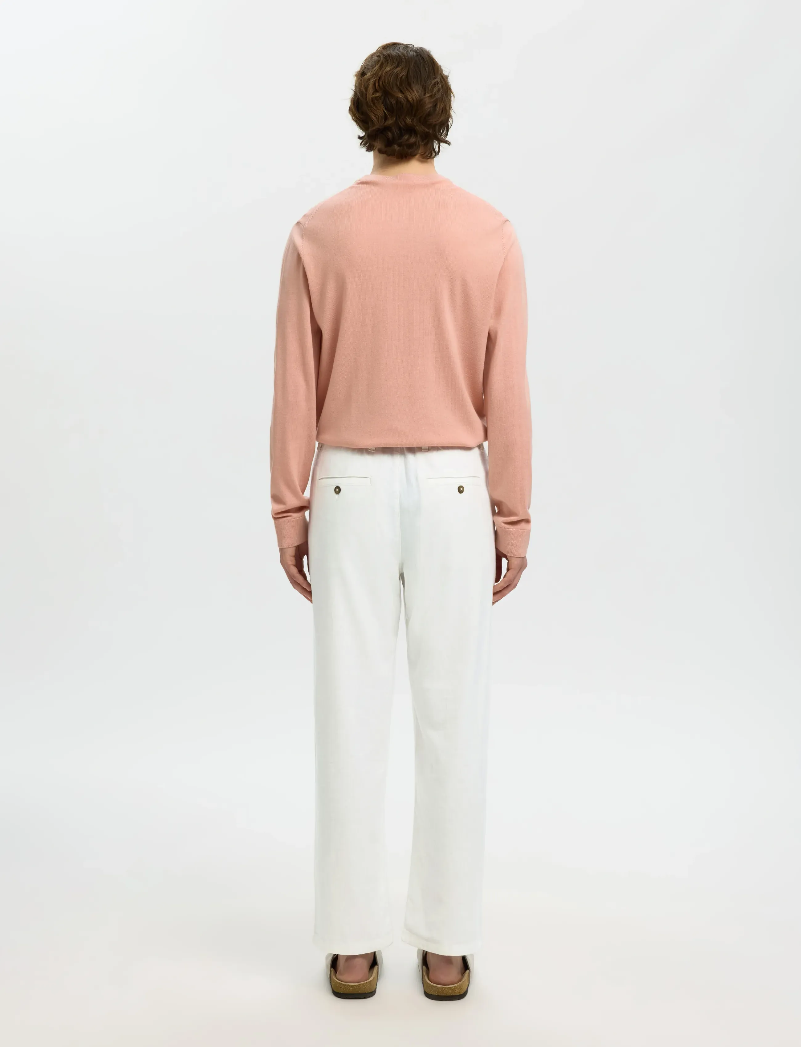 Selected - SLM220-LOOSE BRODY LINEN BLD PANT NOOS - leinenhosen - cloud dancer - 2