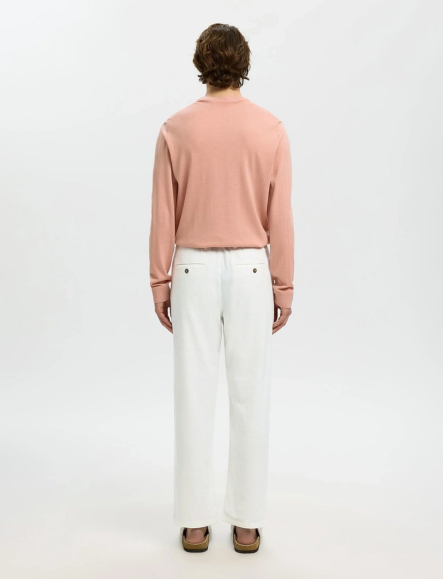 Selected - SLM220-LOOSE BRODY LINEN BLD PANT NOOS - leinenhosen - cloud dancer - 2