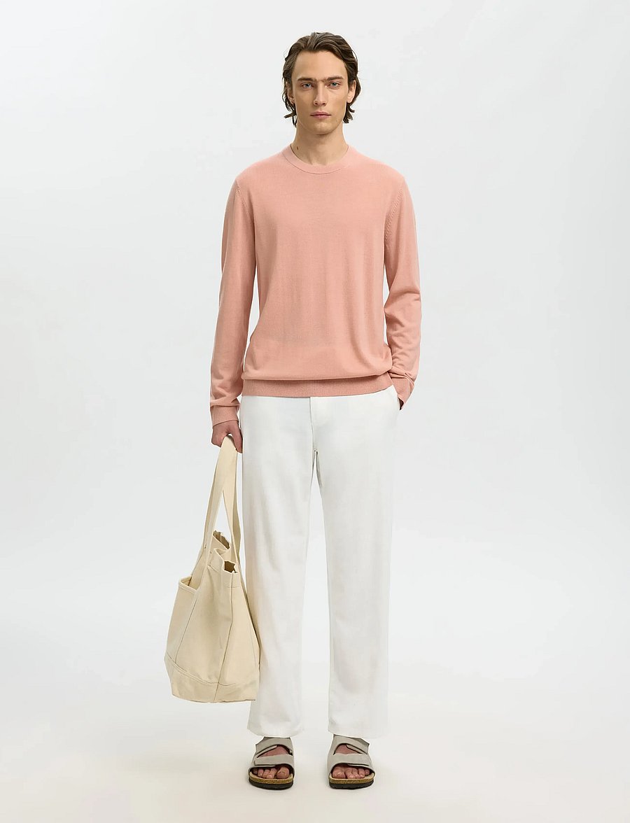 Selected - SLM220-LOOSE BRODY LINEN BLD PANT NOOS - leinenhosen - cloud dancer - 3