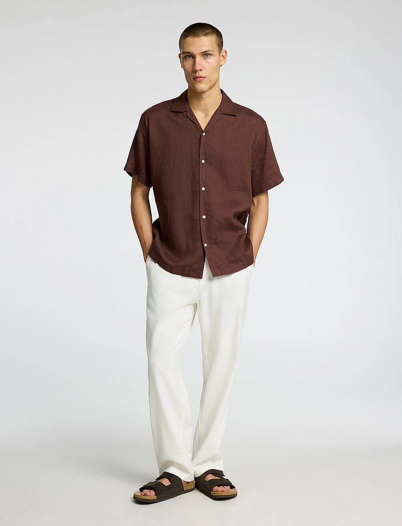 Selected - SLH220-LOOSE BRODY LINEN BLD PANT NOOS - hørbukser - cloud dancer - 4