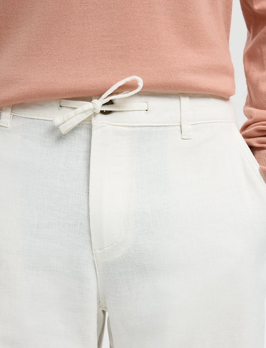 Selected - SLM220-LOOSE BRODY LINEN BLD PANT NOOS - leinenhosen - cloud dancer - 4