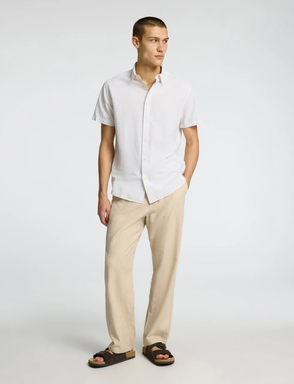 Selected - SLH220-LOOSE BRODY LINEN BLD PANT NOOS - linased püksid - incense - 3