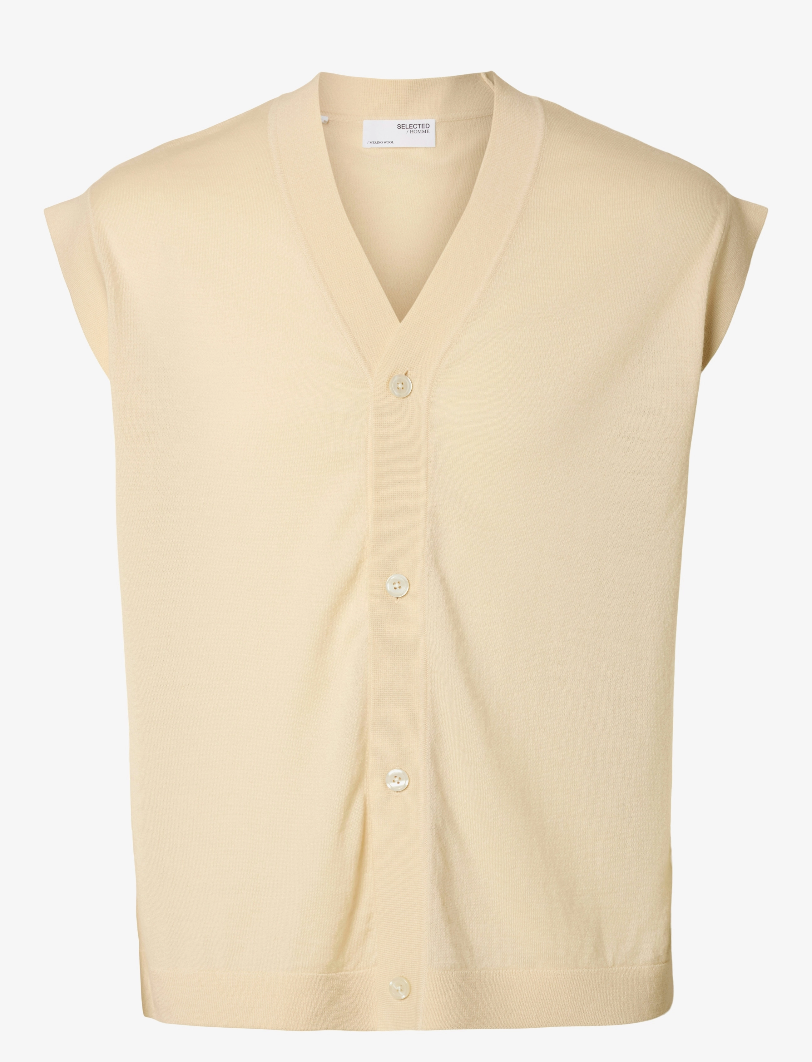 Selected SLHTRAY KNIT MERINO VEST CARDIGAN EX - Strickmode - ANGORA / cream