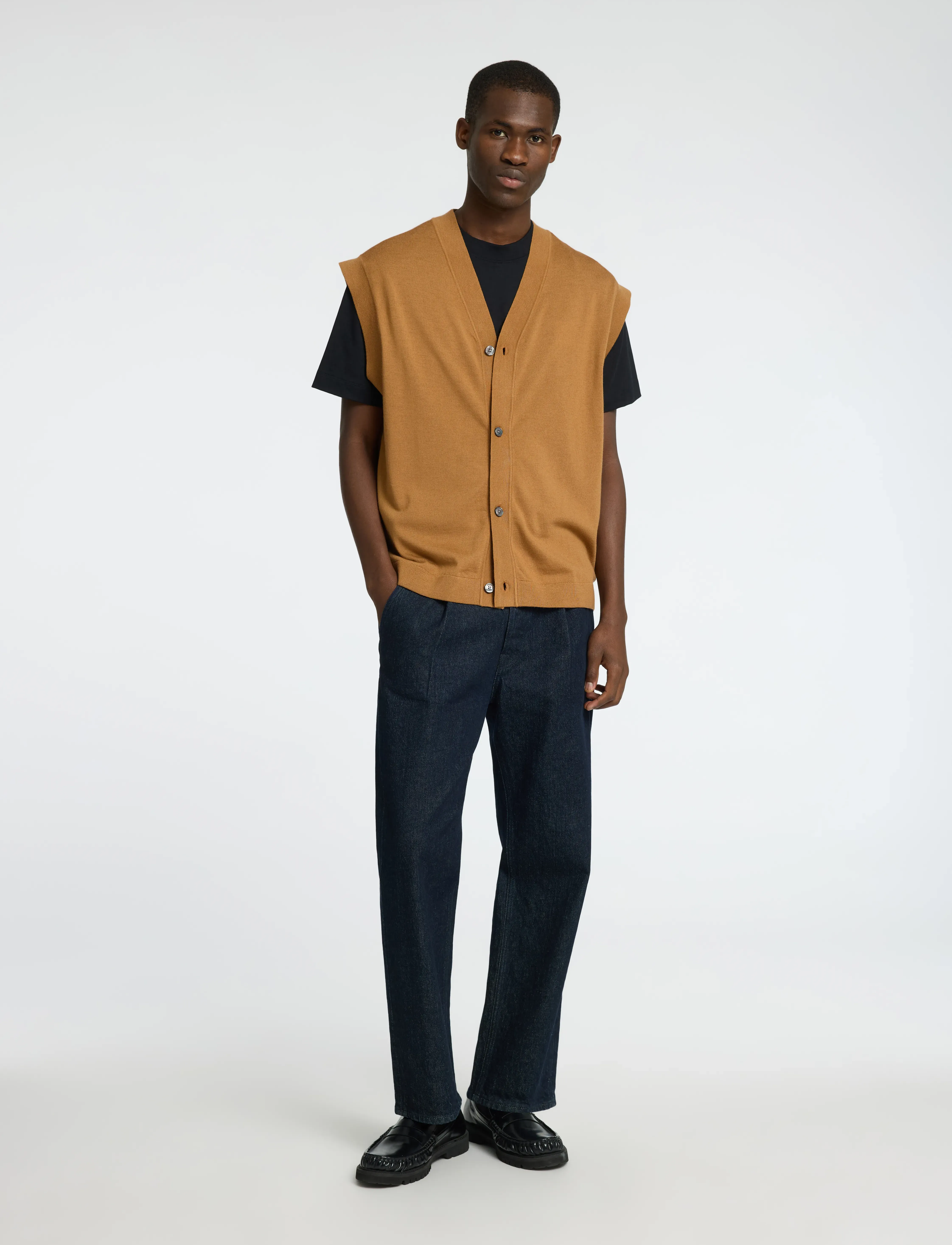 Selected - SLHTRAY KNIT MERINO VEST CARDIGAN EX - strikveste - chipmunk - 3