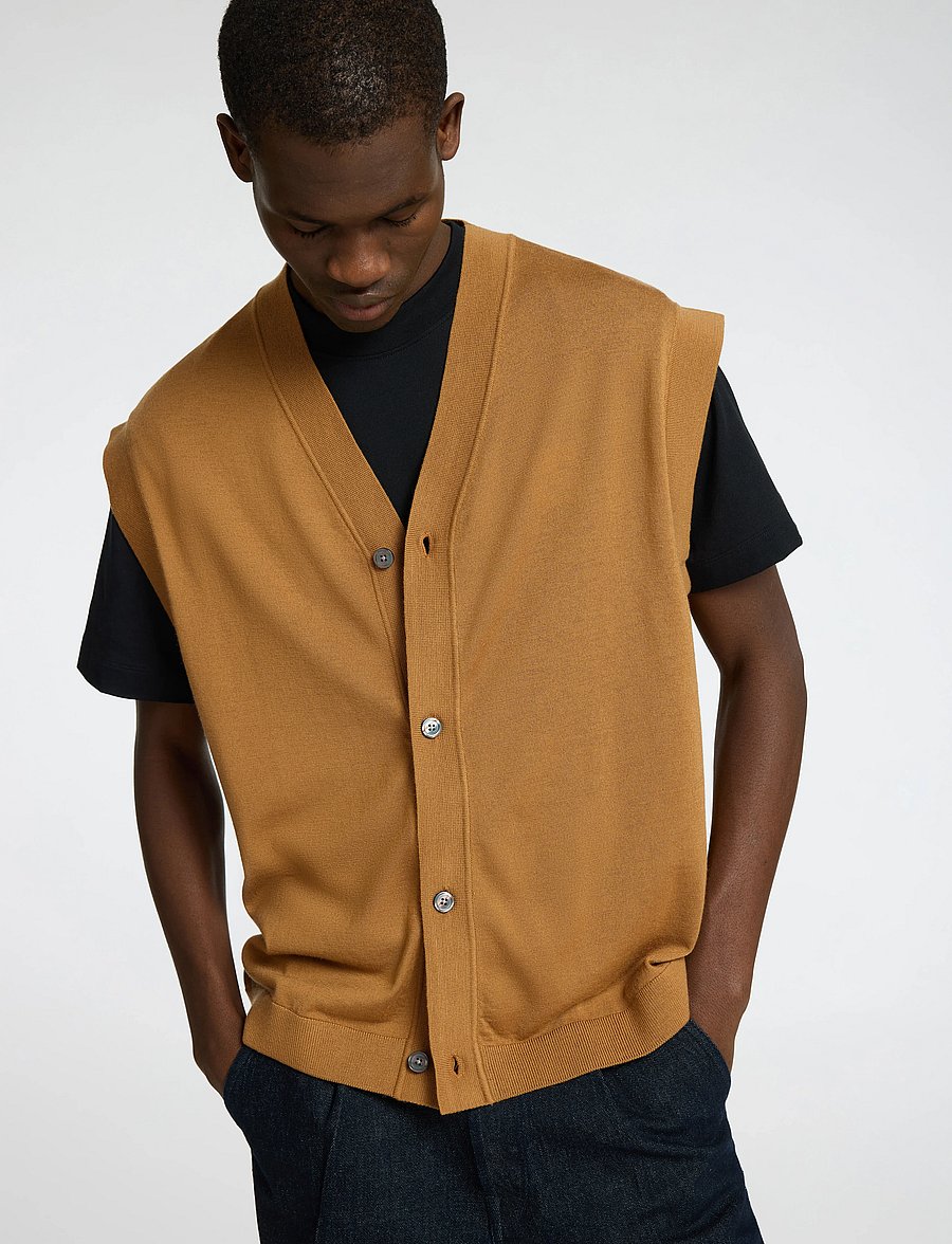 Selected - SLHTRAY KNIT MERINO VEST CARDIGAN EX - strickwesten - chipmunk - 4