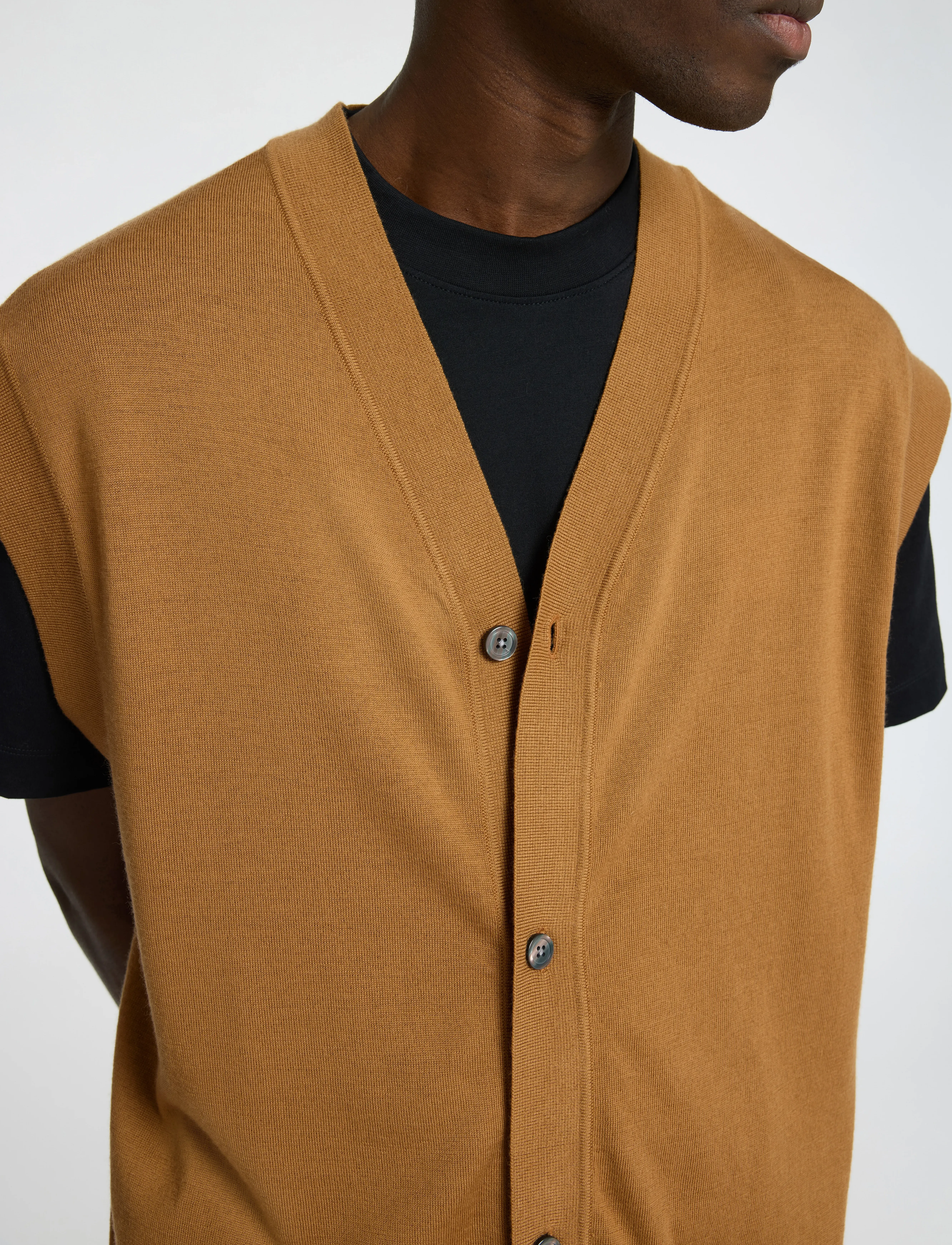 Selected - SLHTRAY KNIT MERINO VEST CARDIGAN EX - strikveste - chipmunk - 5