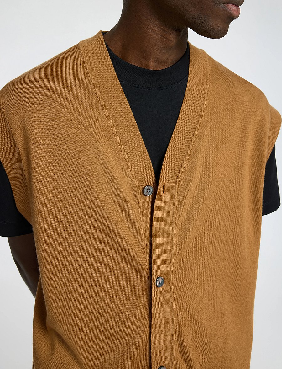 Selected - SLHTRAY KNIT MERINO VEST CARDIGAN EX - strickwesten - chipmunk - 5