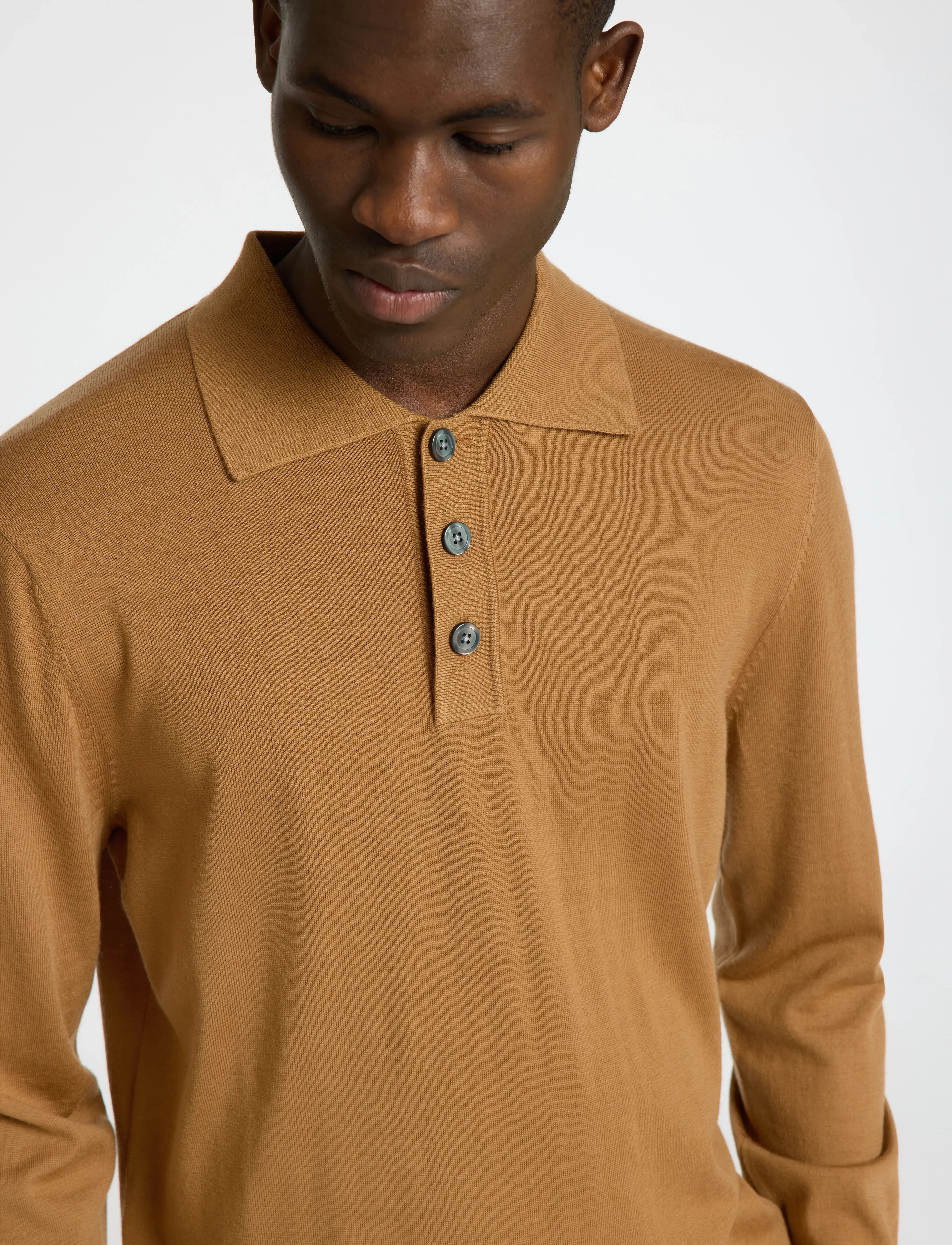 Selected - SLHTRAY LS KNIT MERINO SC POLO EX - chipmunk - 5