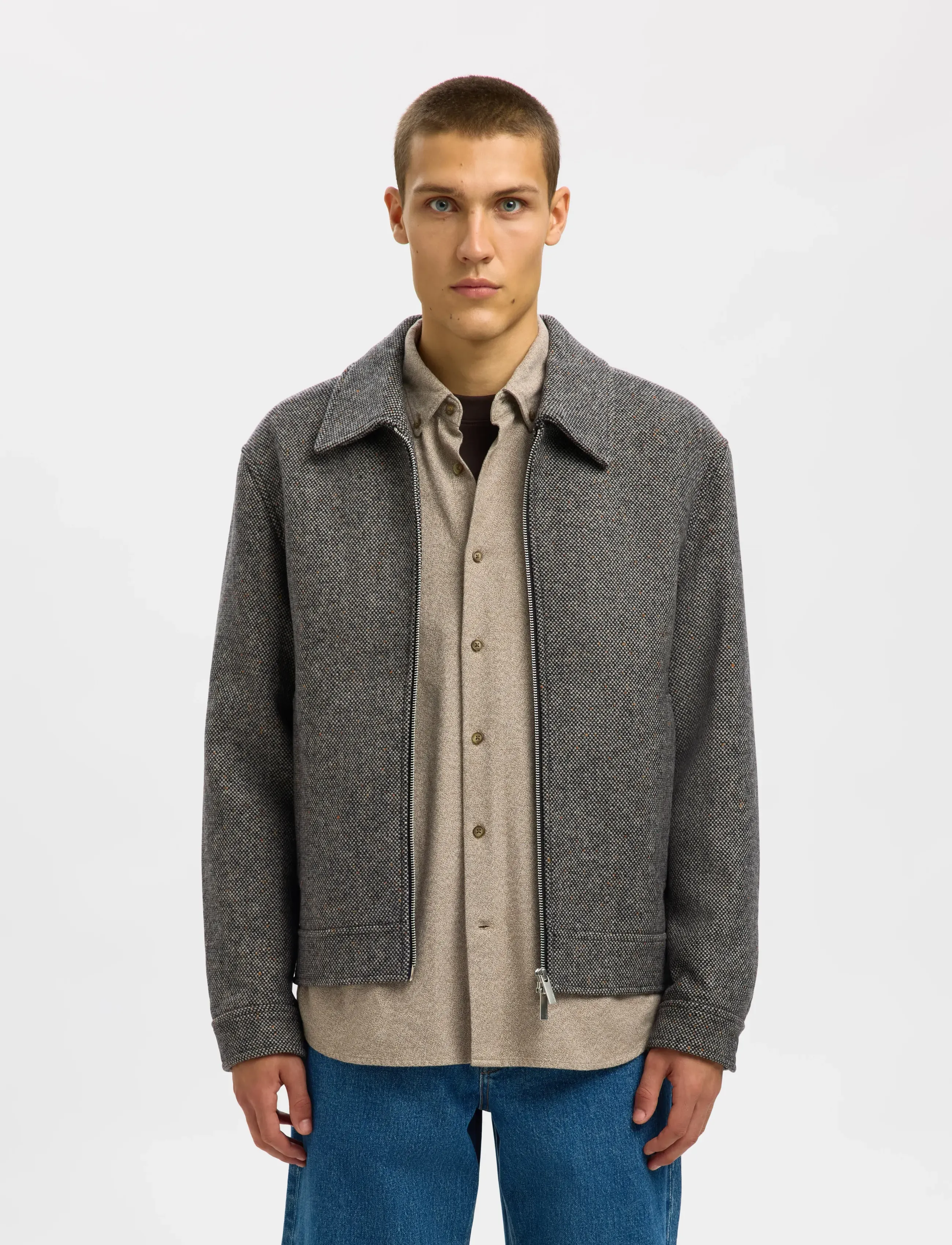 Selected Slmphilip Wool Blend Jkt Noos, Mænd, Uldblanding Jakke, Grå, Str: XL